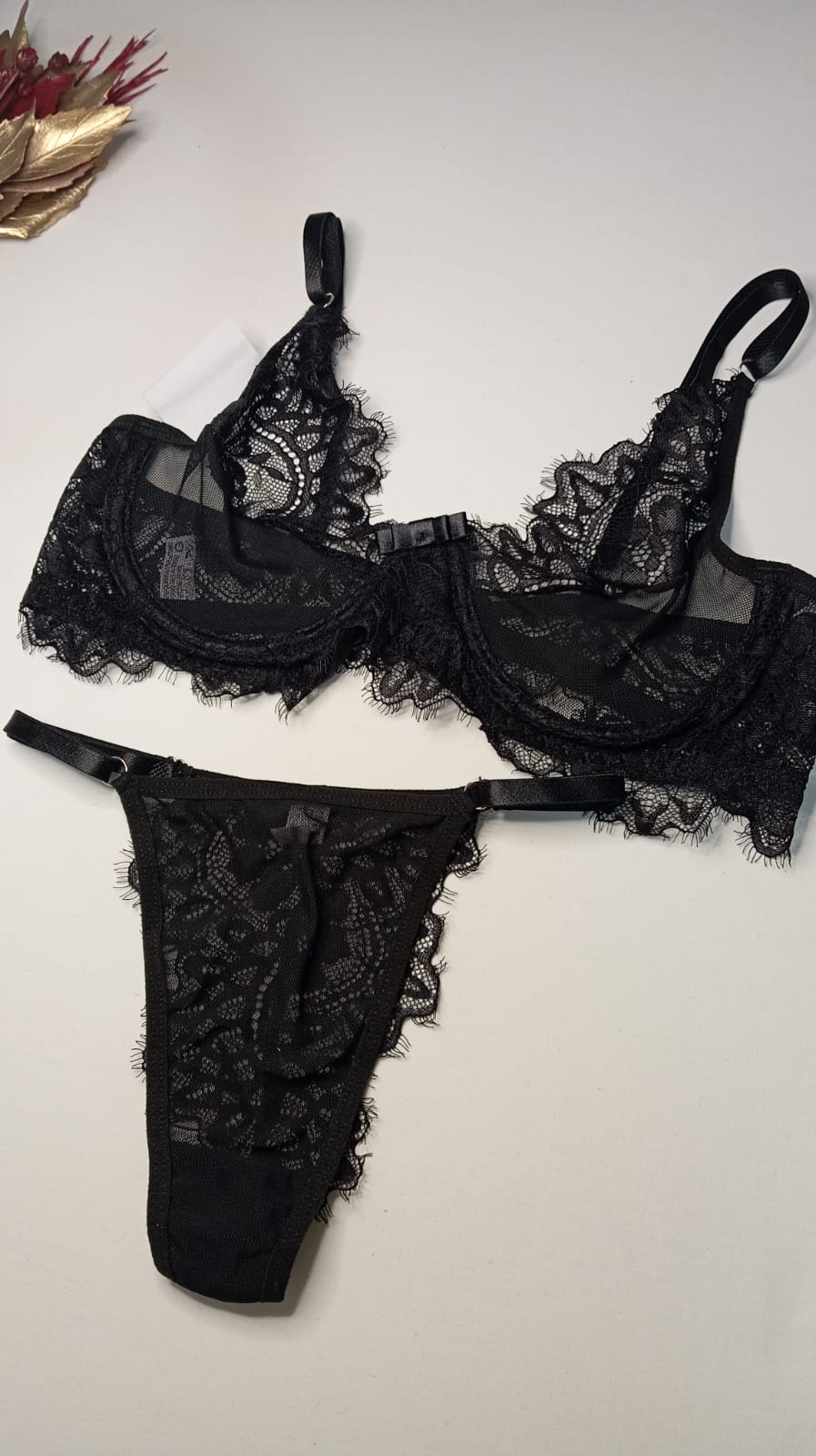 Conjunto Renda Cílios - Preto / G